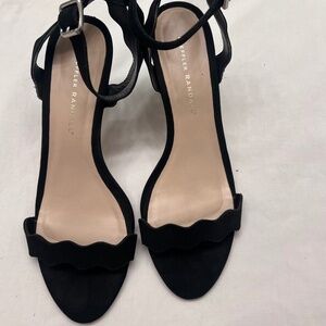 Loeffler Randall Black Suede Leather Scalloped Heel Size 8.5